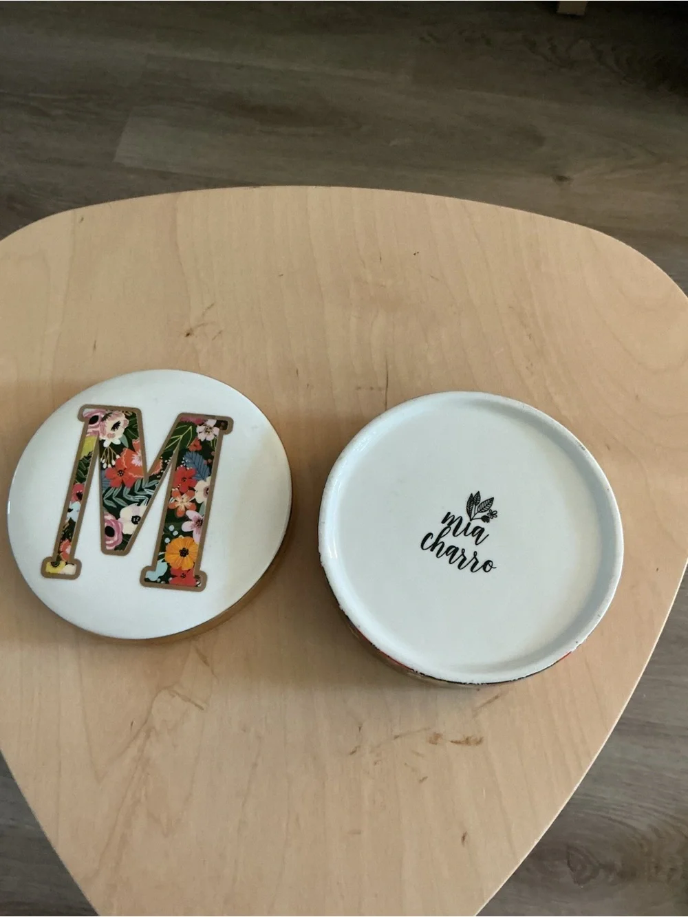 Monogram M Floral Round Jewelry Bowl